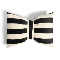 OHS Soft Striped Bow Shaped Decorative Scatter Cushion Back Support Pillow in White - Size: 50 cm x 35 cm - thumbnail 4