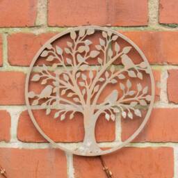 Melody Maison Textured Stone Tree Detail Garden Wall Art - 30cm in Beige - thumbnail 3