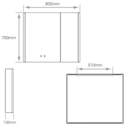 Loops 800 x 700mm IP44 LED Twin Bathroom Mirror Cabinet - Bluetooth Speaker & Demister - thumbnail 3