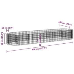 Berkfield Home Durable Gabion Raised Bed Galvanised Iron 400x100x50 cm in Silver - Size: 400 x 100 x 50 cm - thumbnail 8