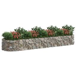 Berkfield Home Durable Gabion Raised Bed Galvanised Iron 400x100x50 cm in Silver - Size: 400 x 100 x 50 cm - thumbnail 1