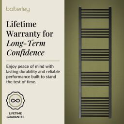 Balterley Straight Heated Towel Rail Radiator, 1032W, 500 x 1800mm, Matt Black - thumbnail 7