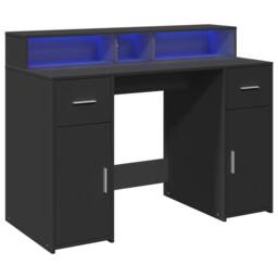 Berkfield Home Desk with LED Lights Black 120x55x91 cm Engineered Wood - Size: 120 x 55 x 91 cm - thumbnail 3