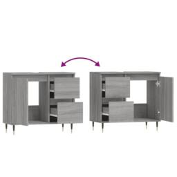 Berkfield Home Bathroom Cabinet Grey Sonoma 65x33x60 cm Engineered Wood - Size: 65 x 33 x 60 cm - thumbnail 9