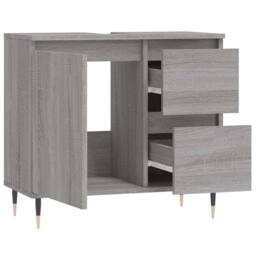 Berkfield Home Bathroom Cabinet Grey Sonoma 65x33x60 cm Engineered Wood - Size: 65 x 33 x 60 cm - thumbnail 4