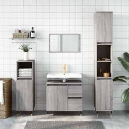 Berkfield Home Bathroom Cabinet Grey Sonoma 65x33x60 cm Engineered Wood - Size: 65 x 33 x 60 cm - thumbnail 2