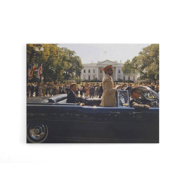 "Artery8 JFK Kennedy Emperor Haile Selassie Parade Canvas Wall Art Print - Size: W18"" x H24""" - image 1