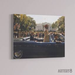 "Artery8 JFK Kennedy Emperor Haile Selassie Parade Canvas Wall Art Print - Size: W18"" x H24""" - thumbnail 2