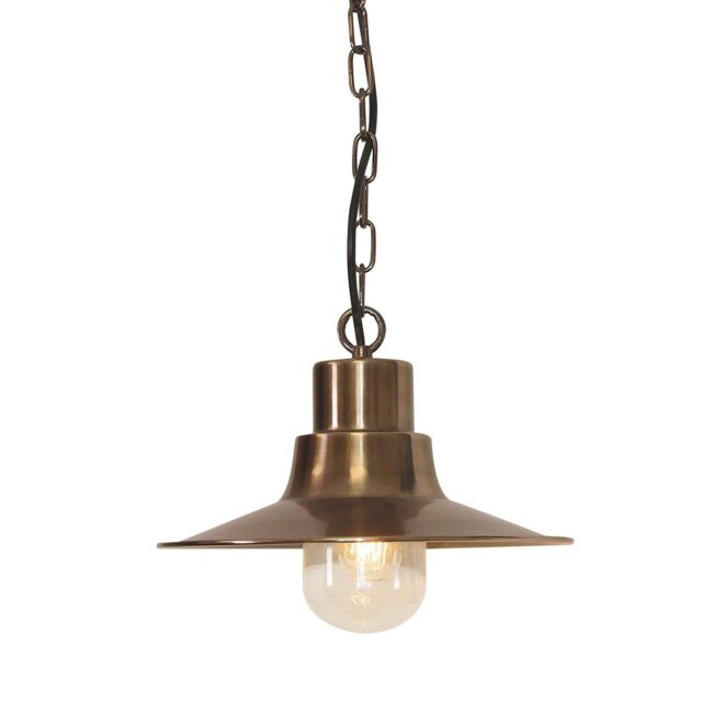 Netlighting Sheldon 1 Light Outdoor Ceiling Chain Lantern Brass IP44 E27 in Yellow - image 1
