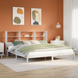 Berkfield Home Bookcase Bed without Mattress White 180x200 cm Super King Solid Wood Pine - thumbnail 1