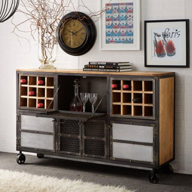 IH Design Ellaria Urban Industrial Bar Cabinet in Black - image 1