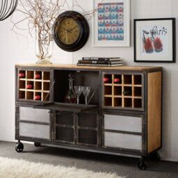 IH Design Ellaria Urban Industrial Bar Cabinet in Black - thumbnail 1