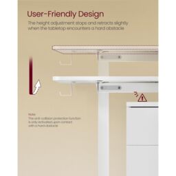 VASAGLE Large Electric Height Adjustable Desk 4 Memory Storage Pocket in White - thumbnail 5
