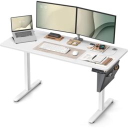 VASAGLE Large Electric Height Adjustable Desk 4 Memory Storage Pocket in White - thumbnail 6