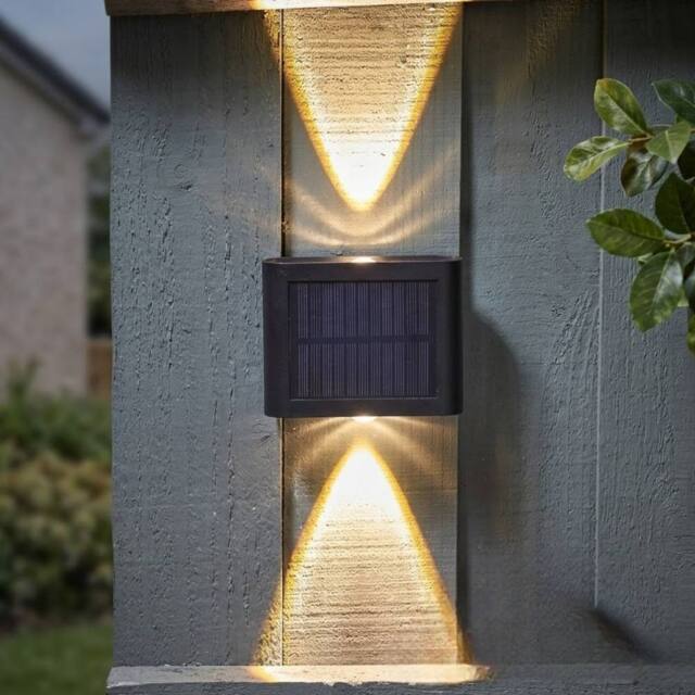 Garden Greatness Lunaria 2-Way Wall Fence Post Light in Black - image 1