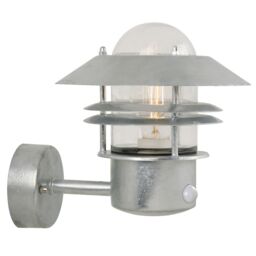 Nordlux Blok Outdoor Wall Light Sensor Galv Steel Garden E27 IP54 Mains in Silver