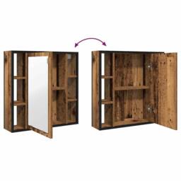 Berkfield Home Bathroom Mirror Cabinet Old Wood 60x16x60 cm Engineered Wood in Brown - Size: 60 x 16 x 60 cm - thumbnail 7