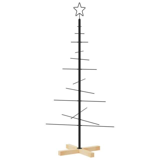 Berkfield Home Metal Christmas Tree with Wooden Base Black 120 cm - image 1