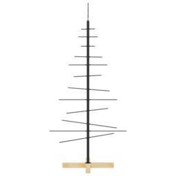 Berkfield Home Metal Christmas Tree with Wooden Base Black 120 cm - thumbnail 4
