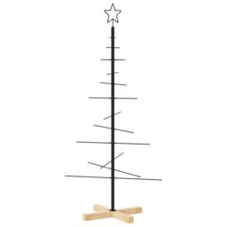 Berkfield Home Metal Christmas Tree with Wooden Base Black 120 cm