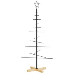 Berkfield Home Metal Christmas Tree with Wooden Base Black 120 cm - thumbnail 5