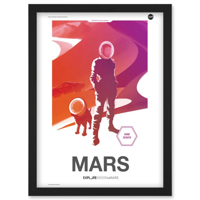 Artery8 NASA Modern Explorers Explore Moon to Mars Dune Scouts Artemis Poster Artwork Framed Wall Art Print A4 in Black - image 1