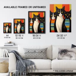 "Artery8 Wall Art Print Cat Mafia Mob Portrait Orange Blue Green Whimsical Oil Painting Poster - Size: W18"" x H24""" - thumbnail 3