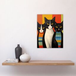 "Artery8 Wall Art Print Cat Mafia Mob Portrait Orange Blue Green Whimsical Oil Painting Poster - Size: W18"" x H24""" - thumbnail 4