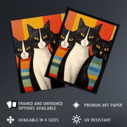 "Artery8 Wall Art Print Cat Mafia Mob Portrait Orange Blue Green Whimsical Oil Painting Poster - Size: W18"" x H24""" - thumbnail 2