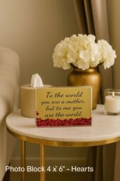 Mafett Photo Block Personalised Floating Heart You Are the World Mother's Gift in Gold - thumbnail 2
