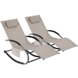 tectake Sun Lounger Taya in Beige - Size: 2 Seater - thumbnail 1