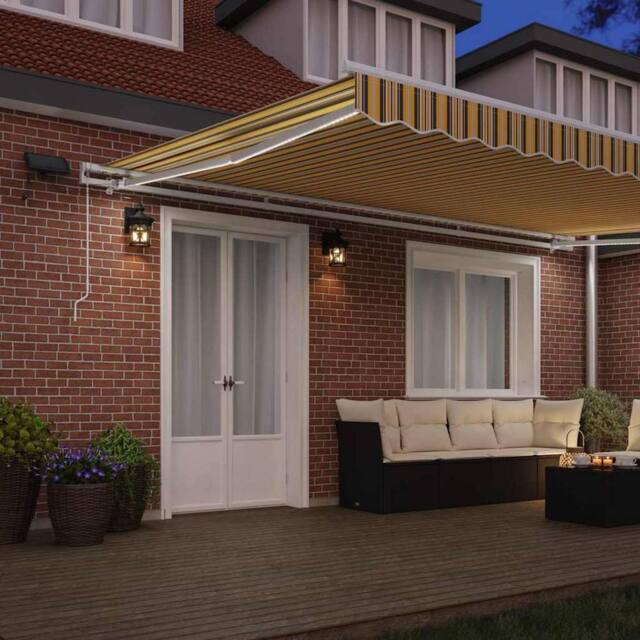 Berkfield Home Manual Retractable Awning with LED Multicolour Stripe 500x350 cm - image 1