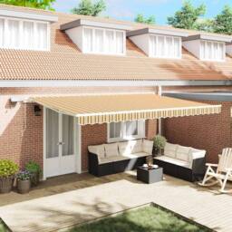 Berkfield Home Manual Retractable Awning with LED Multicolour Stripe 500x350 cm - thumbnail 2