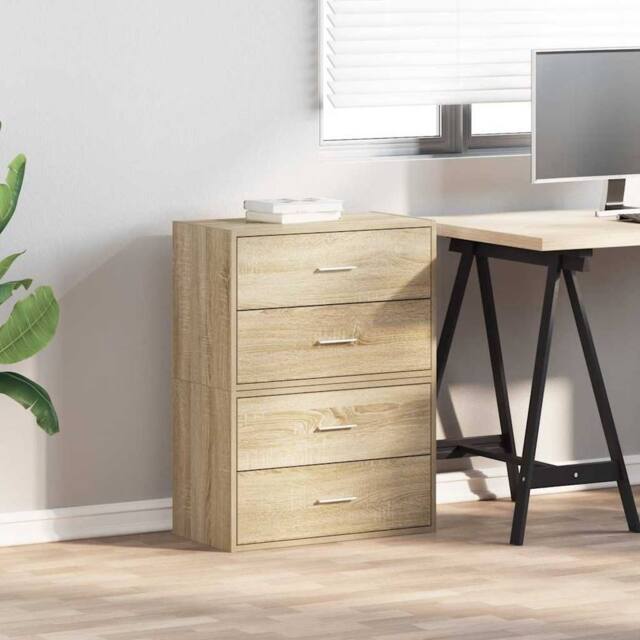 Berkfield Home Durable Cabinets with 2 Drawers 2 pcs Sonoma Oak 60x31x40 cm Engi in Brown - Size: 60 x 31 x 40 cm - image 1