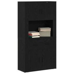 Berkfield Home Highboard Black Oak 80x33x150 cm Engineered Wood - Size: 80 x 33 x 150 cm - thumbnail 3