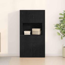 Berkfield Home Highboard Black Oak 80x33x150 cm Engineered Wood - Size: 80 x 33 x 150 cm - thumbnail 4