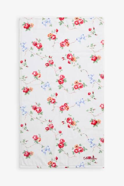 Cath Kidston Floral Rose & Bows Velour Printed Hand Towel in White - image 1