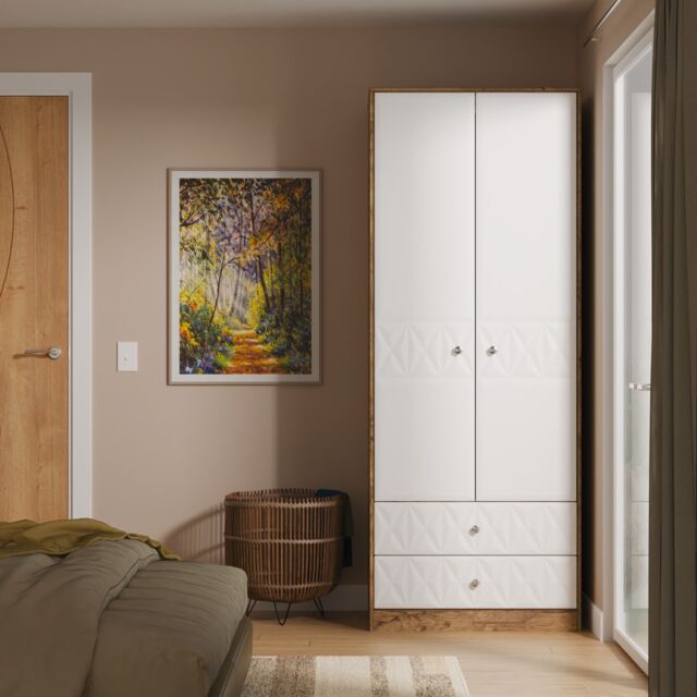 Ready Assembled 2 U Memphis 2 Door 2 Drawer Wardrobe (Ready Assembled) in Dark Brown - image 1