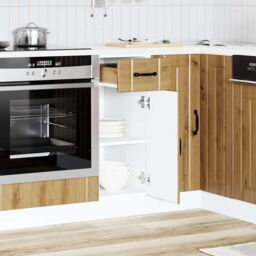 Berkfield Home Kitchen Base Cabinet Lucca Artisan Oak Engineered Wood in Brown - thumbnail 2