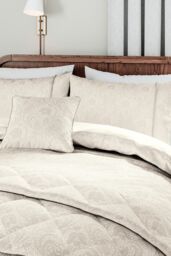 1951 'Ashleigh' Jacquard Duvet Cover Set in Natural - Size: Super King - thumbnail 2