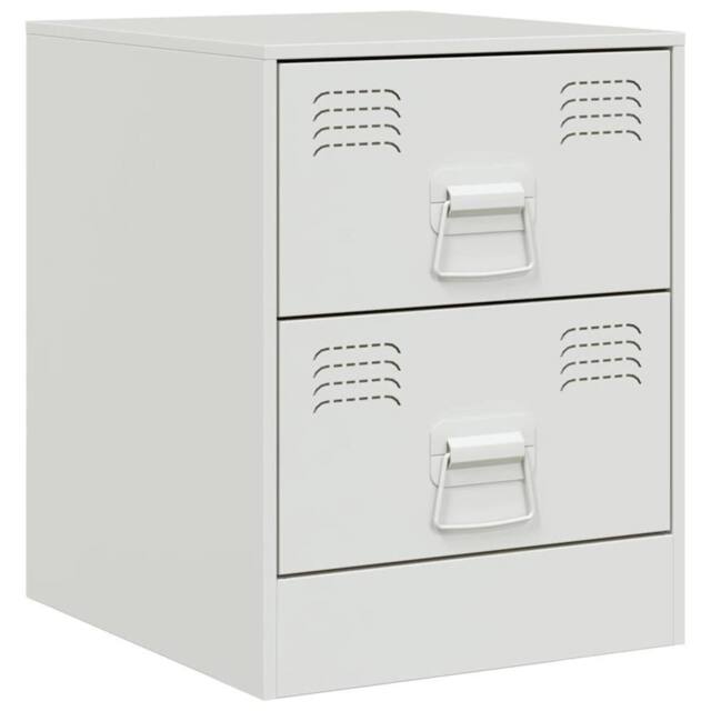 Berkfield Home Bedside Cabinet White 34.5x39x44 cm Steel - image 1