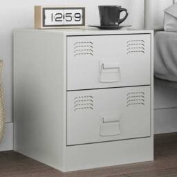 Berkfield Home Bedside Cabinet White 34.5x39x44 cm Steel - thumbnail 2