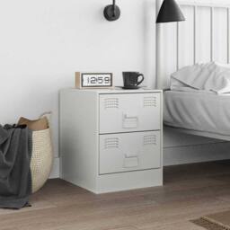 Berkfield Home Bedside Cabinet White 34.5x39x44 cm Steel - thumbnail 3