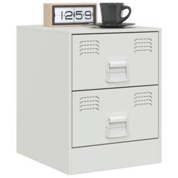Berkfield Home Bedside Cabinet White 34.5x39x44 cm Steel - thumbnail 4