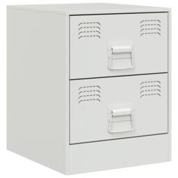 Berkfield Home Bedside Cabinet White 34.5x39x44 cm Steel - thumbnail 1