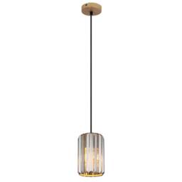 Netlighting Run Slim Pendant Wood Look K5 Crystals Smoke Colored 1x E27 in Brown - thumbnail 1