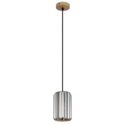 Netlighting Run Slim Pendant Wood Look K5 Crystals Smoke Colored 1x E27 in Brown - thumbnail 2