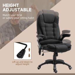 VINSETTO Office Chair, Ergonomic Desk Chair w/ 6-Point Massage & Back Heated, Linen-Feel Fabric Computer Gaming Chair w/ Adjustable Arms, Lumbar - thumbnail 6