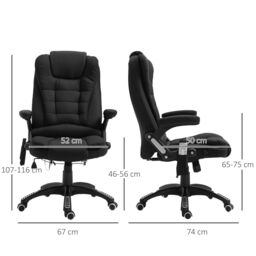 VINSETTO Office Chair, Ergonomic Desk Chair w/ 6-Point Massage & Back Heated, Linen-Feel Fabric Computer Gaming Chair w/ Adjustable Arms, Lumbar - thumbnail 3