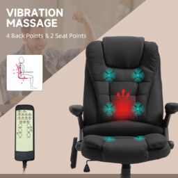 VINSETTO Office Chair, Ergonomic Desk Chair w/ 6-Point Massage & Back Heated, Linen-Feel Fabric Computer Gaming Chair w/ Adjustable Arms, Lumbar - thumbnail 4